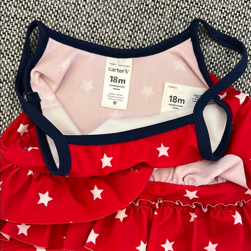 Carter’s Red Star-Patterned Ruffled Swimsuit 18M - Picture 6 of 6